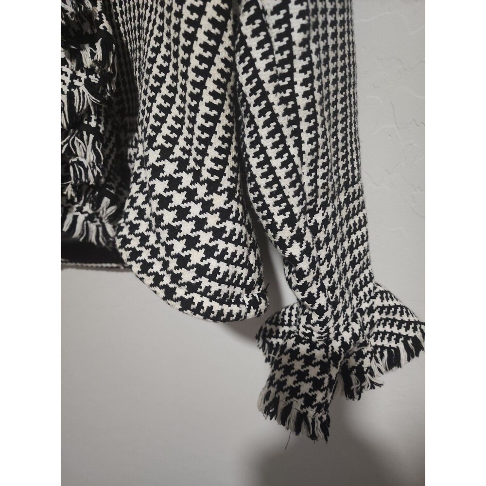 Anne Fontaine Houndstooth Black Blazer Cotton Ruffle Jacket SZ 4 Small Y2K - Picture 3 of 5
